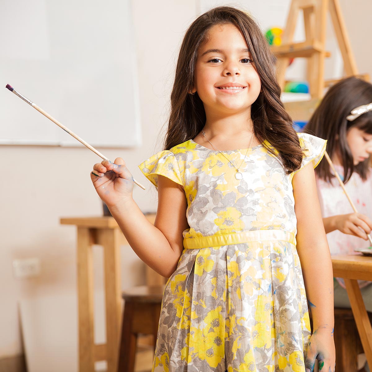 Closeup of a Child Painting